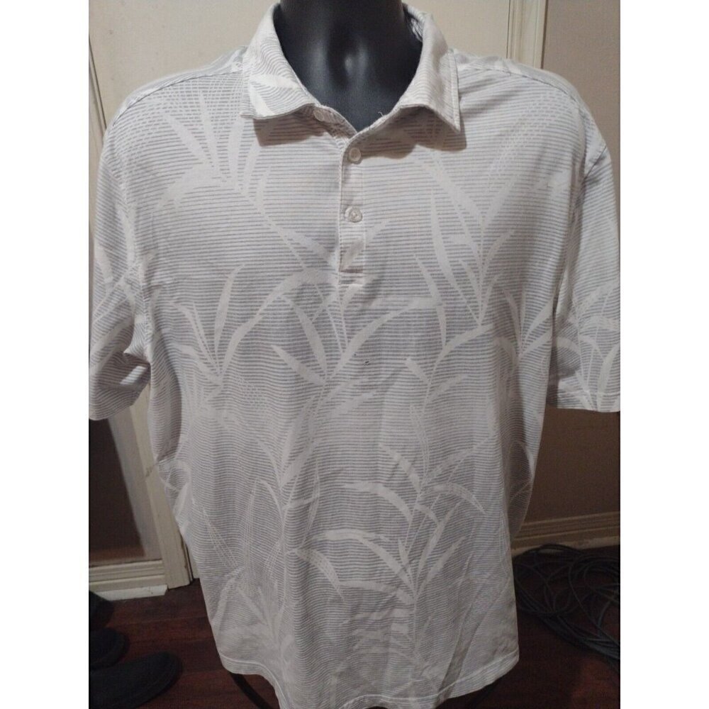 Nat Nast Luxury Originals Polo Shirt Mens 2XL White Floral Short Sleeve